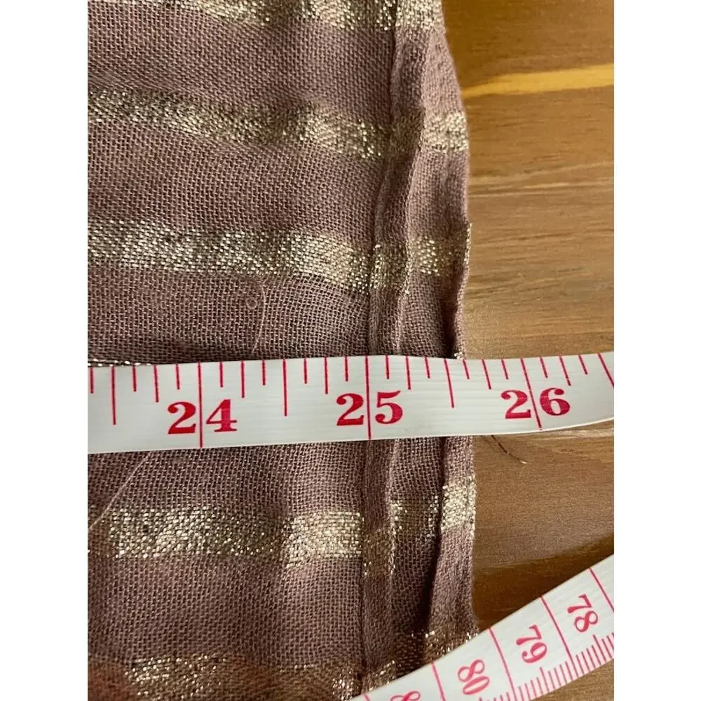 Dusty Rose Pink Metallic Striped Scarf Light Weight Blush Pink Boho Wrap 70X25